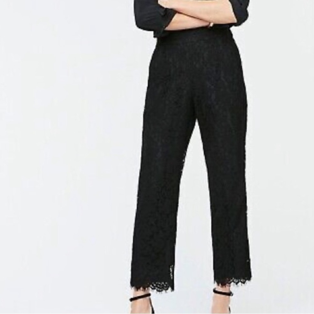 J.Crew Black Lace Elastic Waist Pull On Easy
Ankle Pant